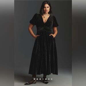Anthro Katerina Button-Front Dress: Velvet Edition